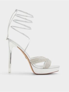 Aldo Silver Beaded Wrap-Around Platform Heel